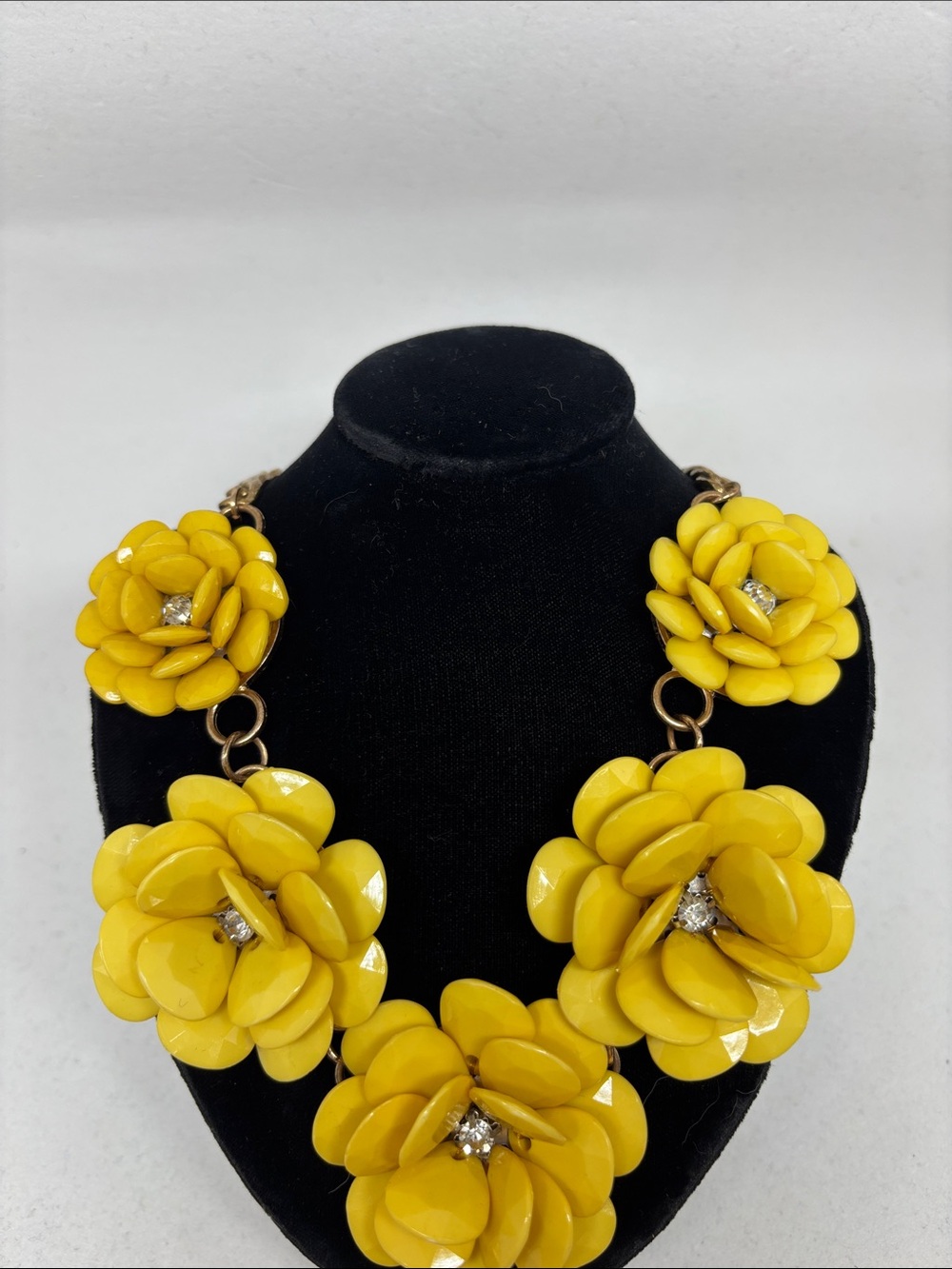 Yellow Floral Resin Statement Necklace - Picture 4 of 15